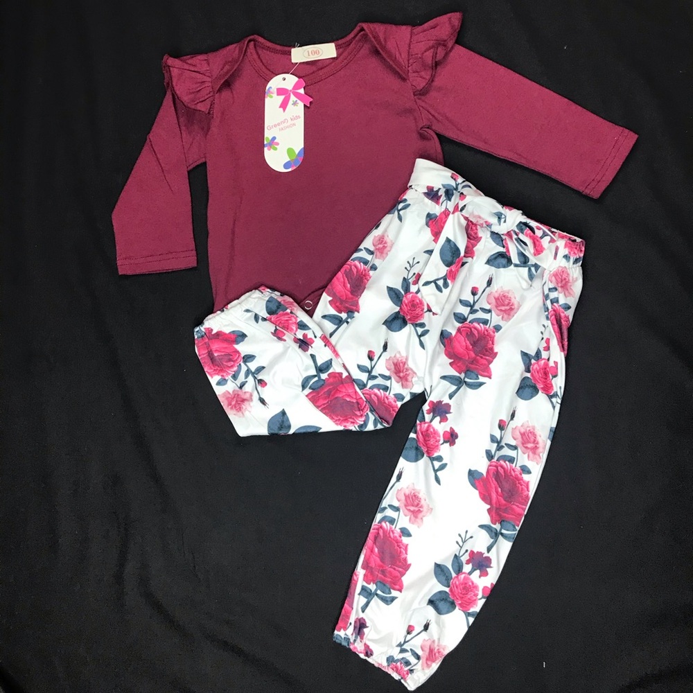 Two piece floral print pants set